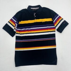 Coogi Mens Size 2XL Polo Shirt Multicolor Striped Short Sleeve Summer Outdoor‎